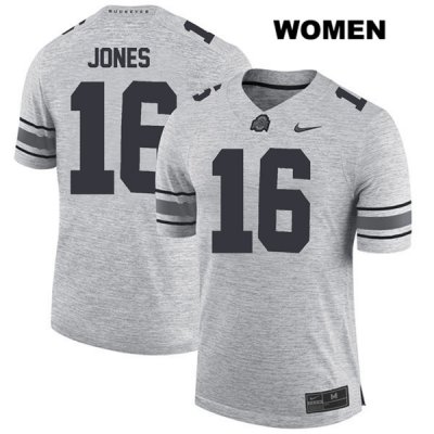 Women's NCAA Ohio State Buckeyes Keandre Jones #16 College Stitched Authentic Nike Gray Football Jersey EZ20N36ZR